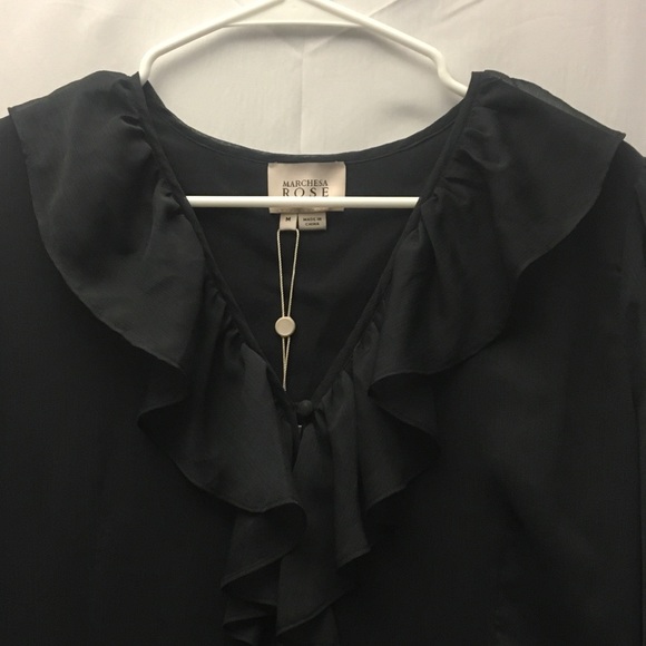 Marchesa Rose Ruffle-front black dress - Picture 3 of 8